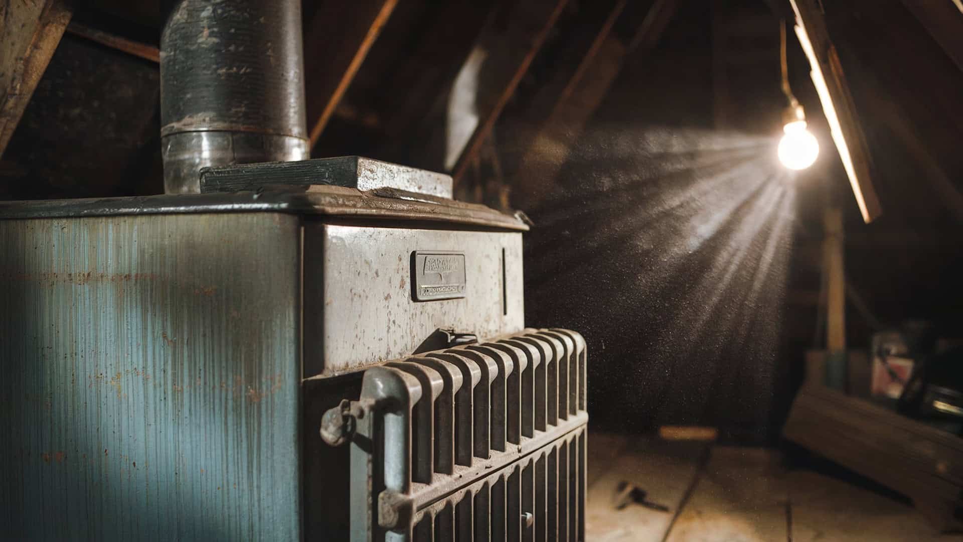 A photo of an old weathered furnace