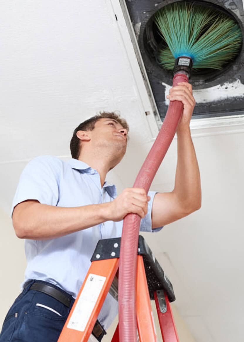 A technician from Bolton Heating & Air performing diagnostics on a malfunctioning HVAC unit in Forney