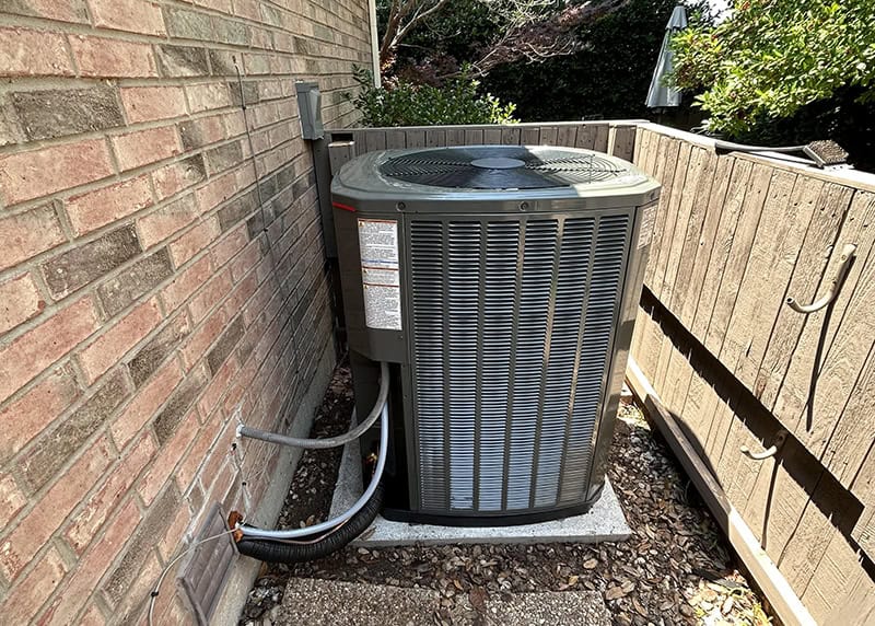 New central air conditioning unit installed by Bolton Heating & Air at a home in Forney, TX